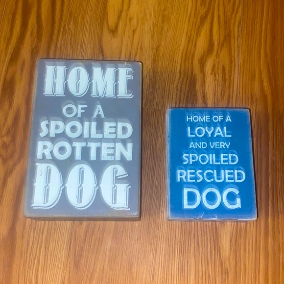 Lot of two wooden wall decor dog sayings BUNDLE - Picture 1 of 1